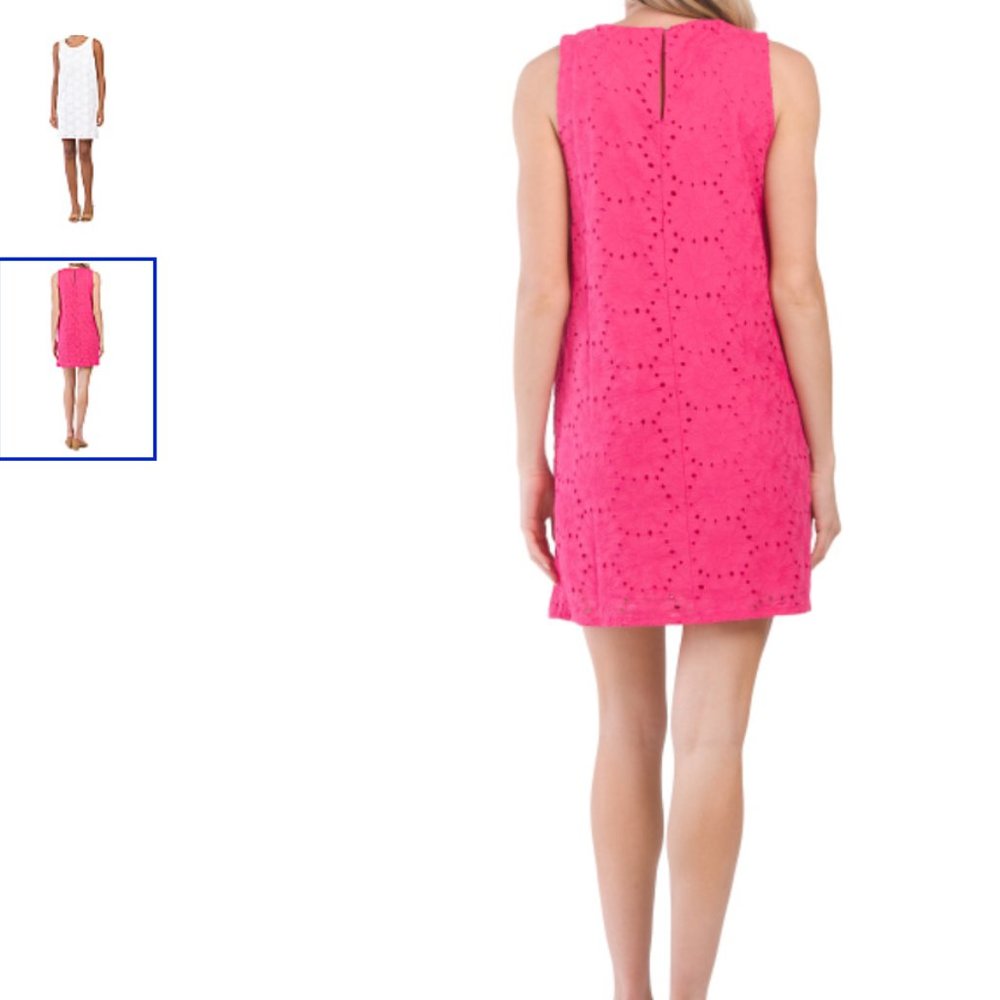 New SIGRID OLSEN COTTON Sleeveless Eyelet Trapeze Mini Dress Women SMALL WHITE⚡️ - Picture 6 of 6